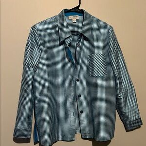 SHOMI Blue Checkered Women's Blouse - 100% silk